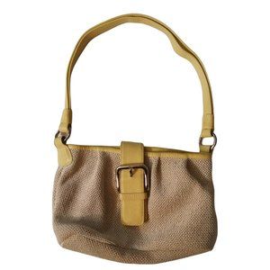 Osgoode Marley small shoulder bag purse linen color pale yellow leather trim